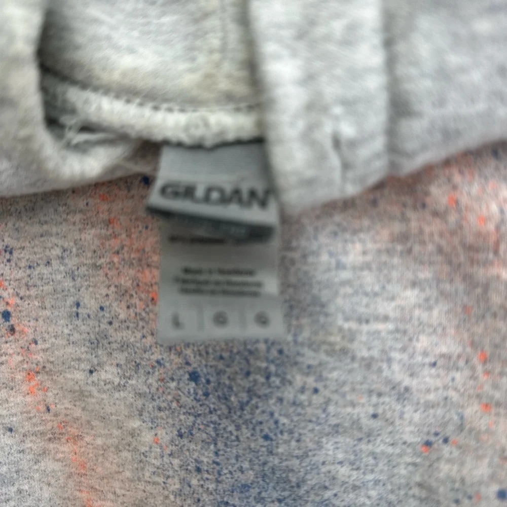 Gildan Gray Hoodie with Blue and Orange Accents - Picture 3 of 4